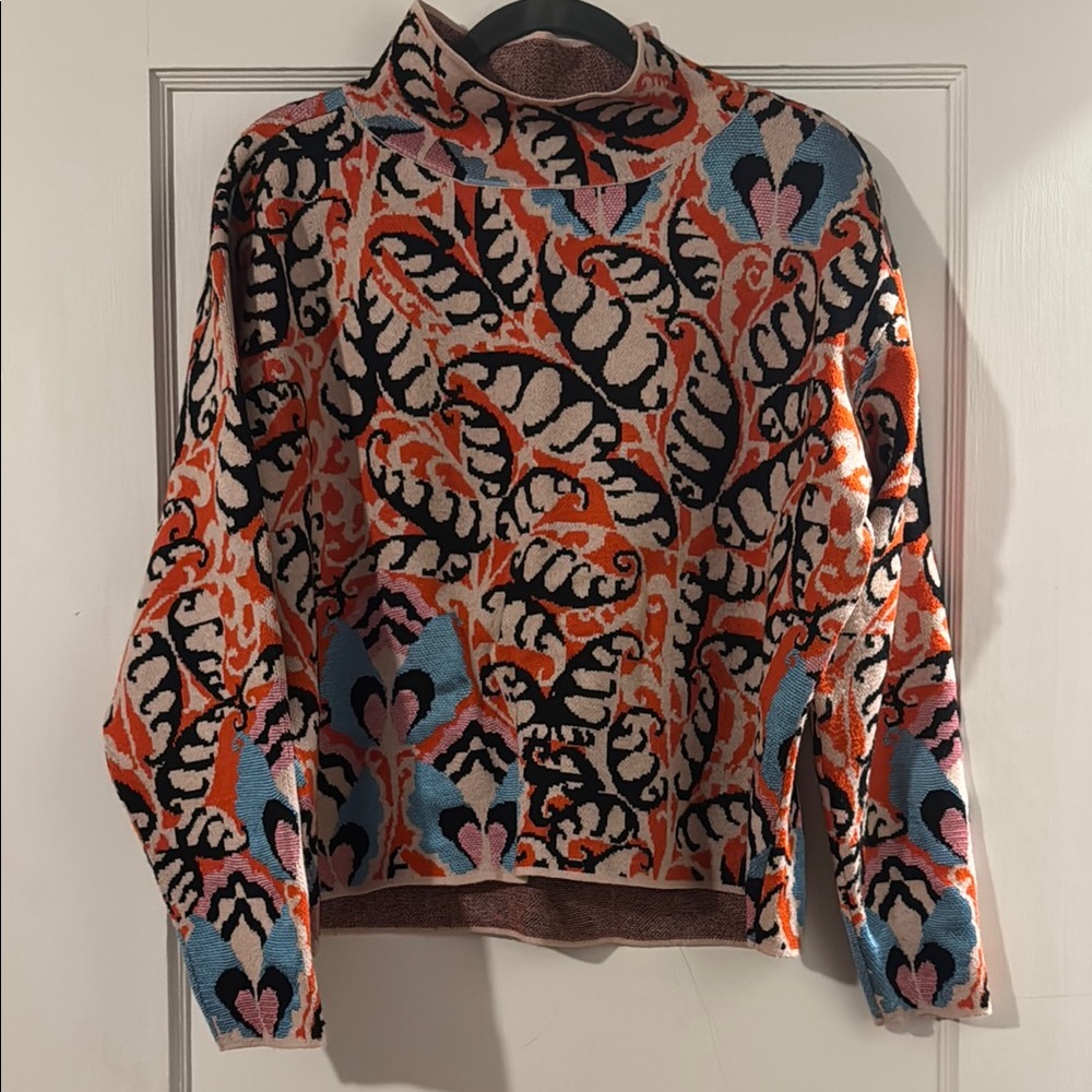 Maeve Multicolor Leaf Pattern Sweater